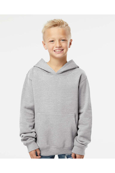 Independent Trading Co. SS4001Y Youth Hooded Sweatshirt Hoodie Heather Grey Model Front