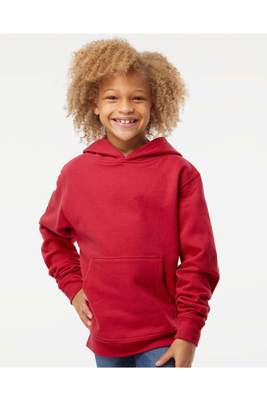 Independent Trading Co. SS4001Y Youth Hooded Sweatshirt Hoodie Red Model Front
