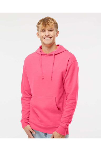 Independent Trading Co. SS4500 Mens Hooded Sweatshirt Hoodie Neon Pink Model Front