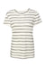 Alternative 1940 Womens Ideal Short Sleeve Crewneck T-Shirt Eco Ivory Ink Stripe Flat Front