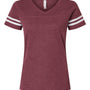 LAT Womens Fine Jersey Short Sleeve V-Neck T-Shirt - Vintage Burgundy/White - Coming Soon