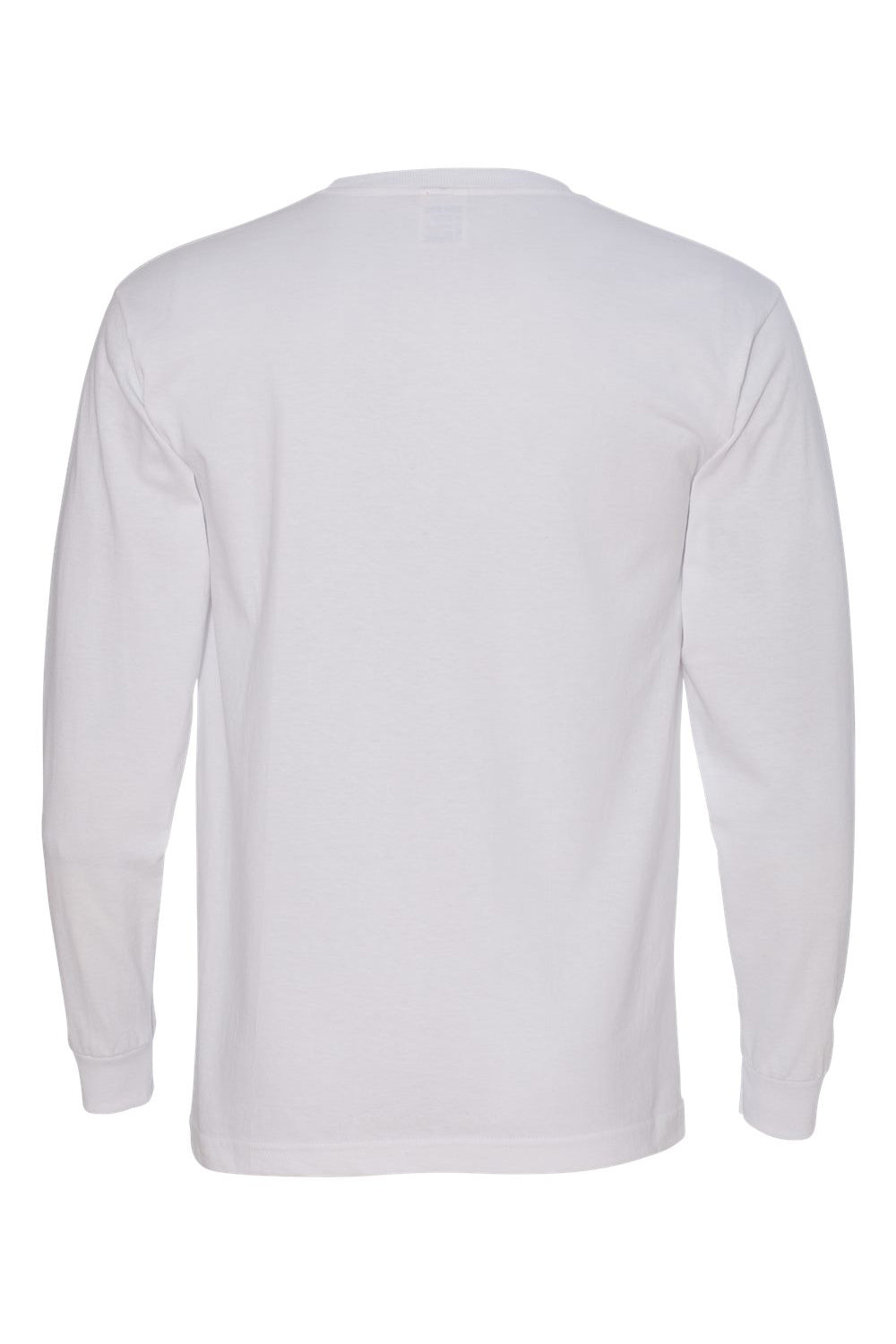 Bayside BA5060 Mens USA Made Long Sleeve Crewneck T-Shirt White Flat Back