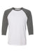 Bella + Canvas BC3200/3200 Mens 3/4 Sleeve Crewneck T-Shirt White/Heather Deep Grey Flat Front