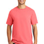 Port & Company Mens Beach Wash Short Sleeve Crewneck T-Shirt - Neon Coral