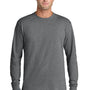 Port & Company Mens Core Long Sleeve Crewneck T-Shirt - Heather Graphite Grey