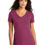 District Womens Perfect Weight Short Sleeve V-Neck T-Shirt - Heather Loganberry Pink - Closeout