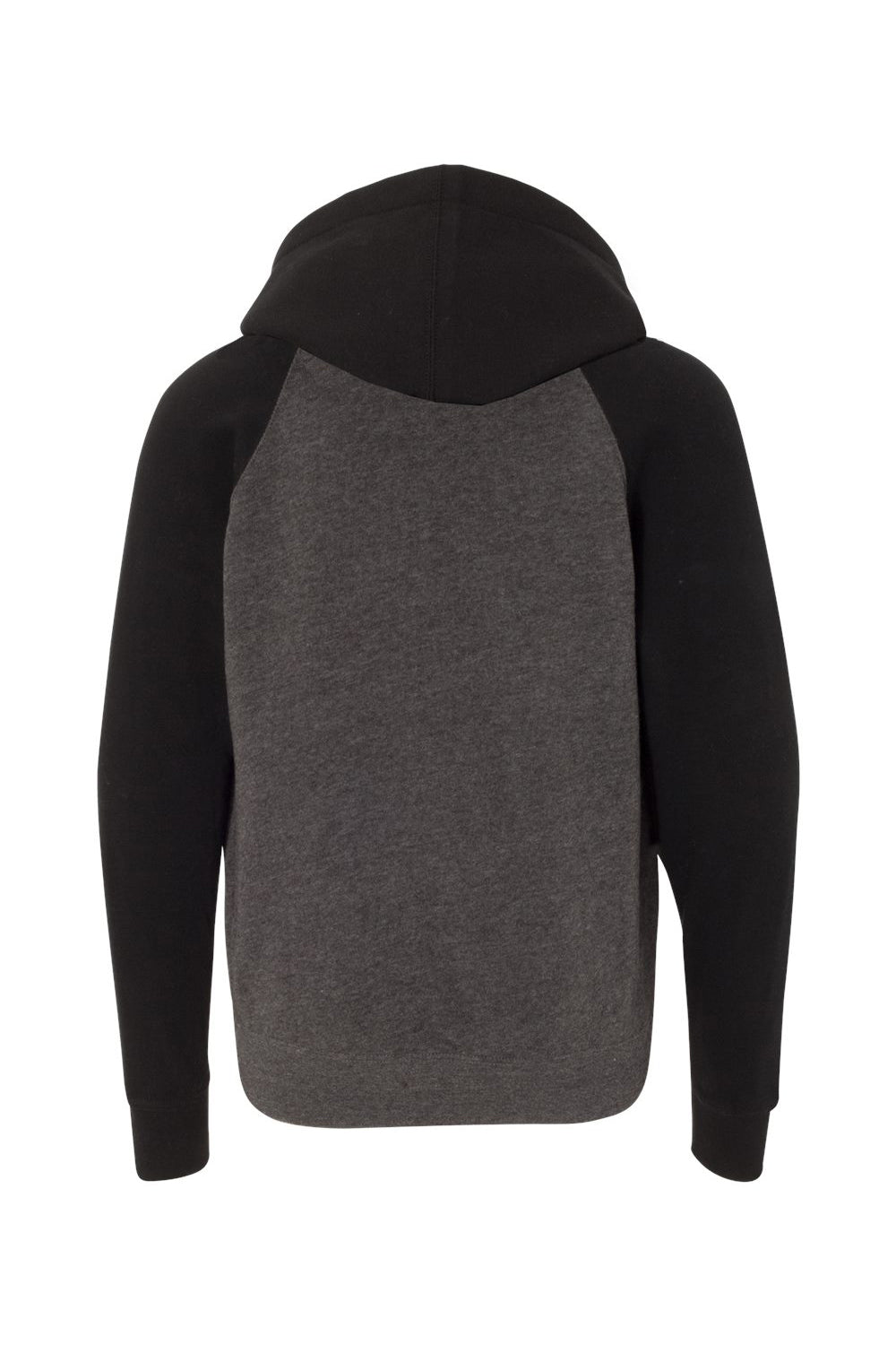Independent Trading Co. PRM15YSB Youth Special Blend Raglan Hooded Sweatshirt Hoodie Carbon Grey/Black Flat Back