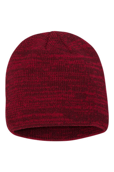 Sportsman SP03 Mens Marled Beanie Red/Maroon Flat Front