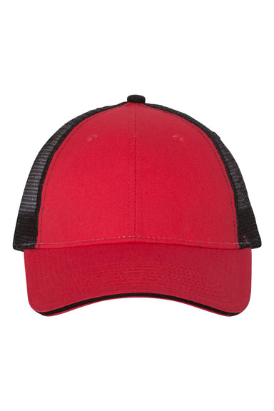 Valucap S102 Mens Sandwich Trucker Hat Red/Black Flat Front