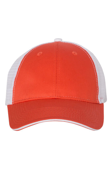 Valucap S102 Mens Sandwich Trucker Hat Orange/White Flat Front