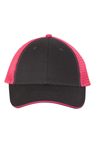 Valucap S102 Mens Sandwich Trucker Hat Charcoal Grey/Neon Pink Flat Front