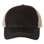 Richardson Hats Mens Garment Washed Snapback Trucker Hat - Black/Khaki Brown