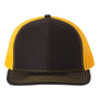 Richardson Mens Snapback Trucker Hat - Black/Gold - NEW