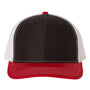 Richardson Mens Snapback Trucker Hat - Black/White/Red - NEW