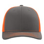Richardson Mens Snapback Trucker Hat - Charcoal Grey/Neon Orange - NEW