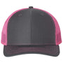 Richardson Mens Snapback Trucker Hat - Charcoal Grey/Neon Pink - NEW