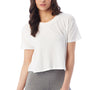 Alternative Womens Headliner Cropped Short Sleeve Crewneck T-Shirt - White