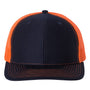 Richardson Hats Mens Snapback Trucker Hat - Navy Blue/Orange