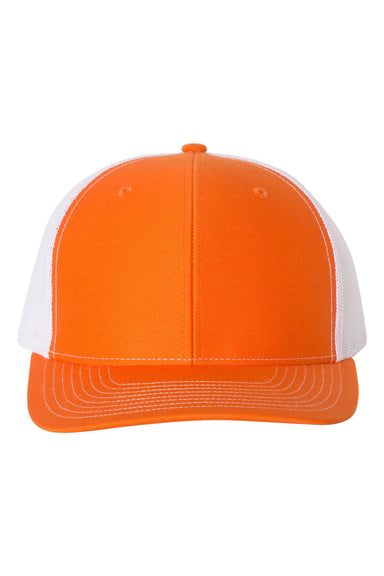 Richardson 112 Mens Snapback Trucker Hat Orange/White Flat Front
