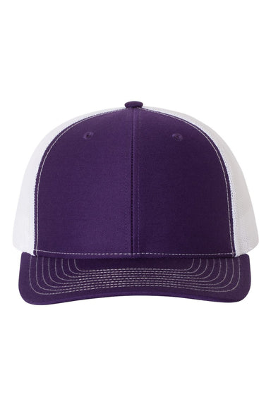 Richardson 112 Mens Snapback Trucker Hat Purple/White Flat Front