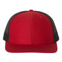 Richardson Hats Mens Snapback Trucker Hat - Red/Black