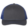 Richardson Mens Snapback Trucker Hat - Charcoal Grey/Royal Blue - NEW