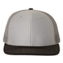 Richardson Mens Snapback Trucker Hat - Grey/Charcoal Grey/Black - NEW