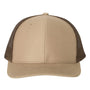 Richardson Mens Snapback Trucker Hat - Khaki/Coffee Brown - NEW
