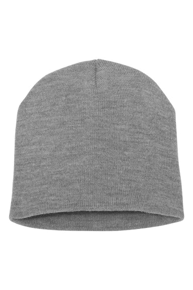 Yupoong 1500KC Mens Beanie Heather Grey Flat Front