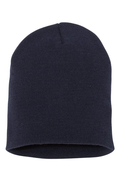 Yupoong 1500KC Mens Beanie Navy Blue Flat Front
