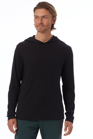 Alternative 5123 Mens Vintage Keeper Long Sleeve Hooded T-Shirt Hoodie Black Model Front
