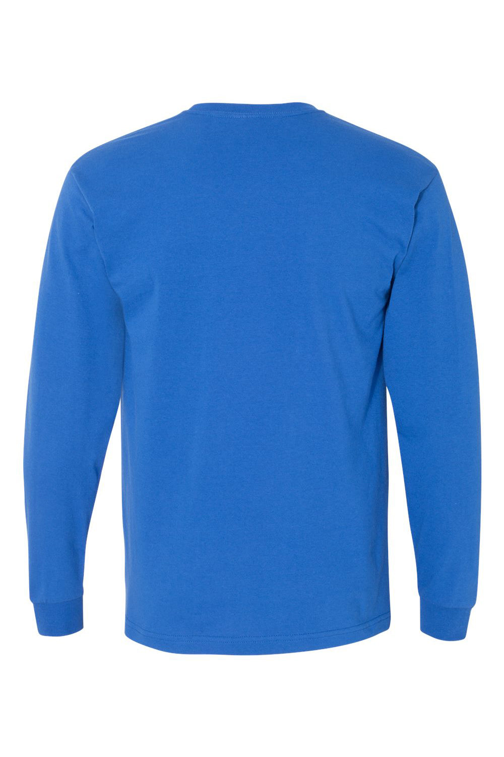 Bayside BA5060 Mens USA Made Long Sleeve Crewneck T-Shirt Royal Blue Flat Back