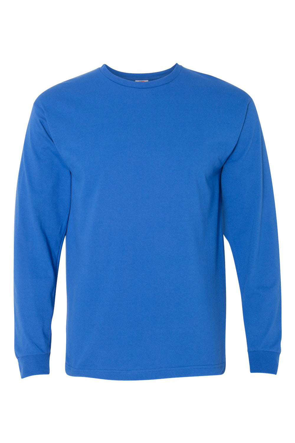 Bayside BA5060 Mens USA Made Long Sleeve Crewneck T-Shirt Royal Blue Flat Front