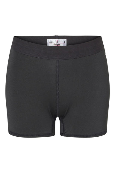 Badger 4629 Womens Moisture Wicking Pro Compression Shorts Black Flat Front