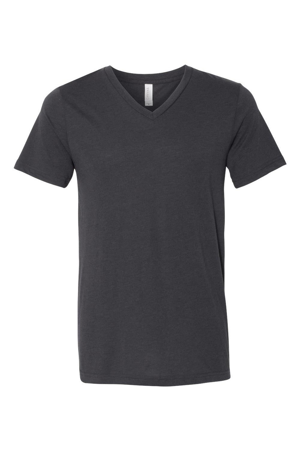 Bella + Canvas BC3415/3415C/3415 Mens Short Sleeve V-Neck T-Shirt Solid Dark Grey Flat Front