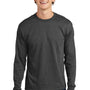 Hanes Mens Essential-T Long Sleeve Crewneck T-Shirt - Heather Charcoal Grey