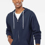 Independent Trading Company Mens Full Zip Hooded Sweatshirt Hoodie w/ Pockets - Slate Blue - Closeout