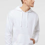 Independent Trading Company Mens Hooded Sweatshirt Hoodie w/ Pouch Pocket - White
