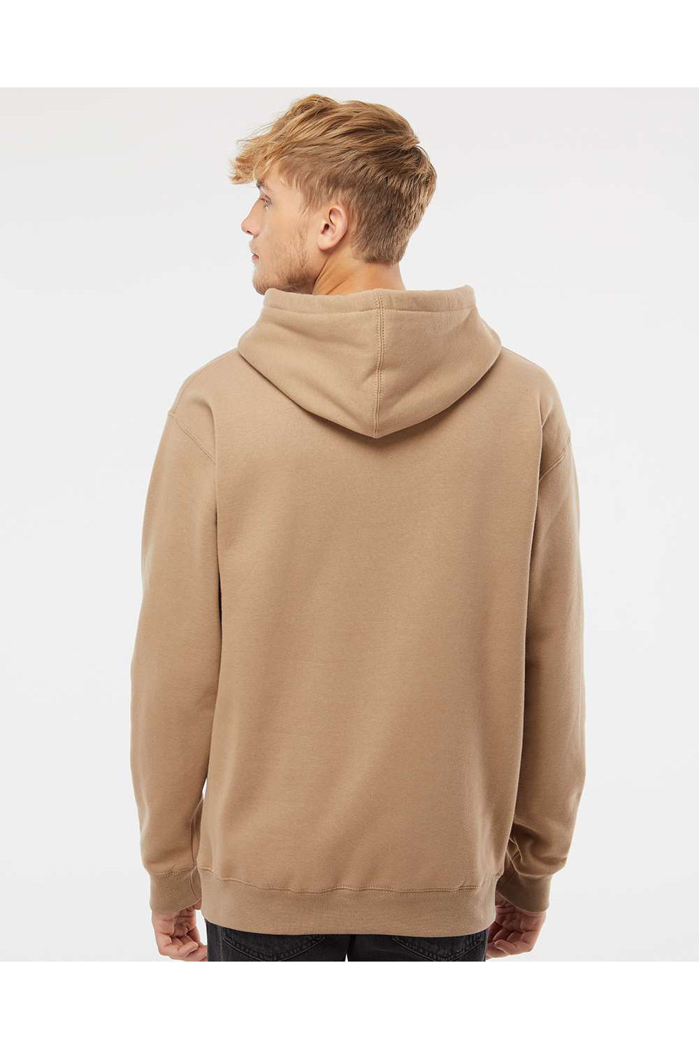 Independent Trading Co. IND4000 Mens Hooded Sweatshirt Hoodie Sandstone Brown Model Back