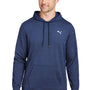 Puma Mens Cloudspun Moisture Wicking Hooded Sweatshirt Hoodie w/ Pouch Pocket - Heather Navy Blue
