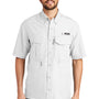 Eddie Bauer Mens Performance Fishing Moisture Wicking Short Sleeve Button Down Shirt w/ Double Pockets - White