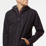 Independent Trading Company Mens Poly Tech Full Zip Waterproof Soft Shell Hooded Jacket - Black