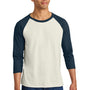 Jerzees Mens Premium Blend Baseball Moisture Wicking 3/4 Sleeve Crewneck T-Shirt - Heather Sweet Cream/Heather Indigo Blue