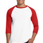 Gildan Mens 3/4 Sleeve Crewneck T-Shirt - White/Red