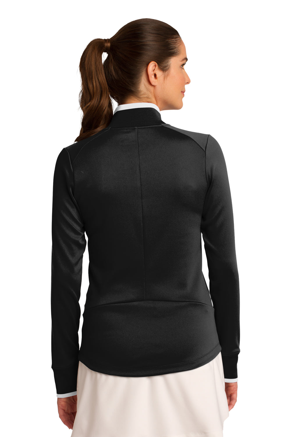 Nike 578674 Womens Dri-Fit Moisture Wicking 1/4 Zip Sweatshirt Black/White Model Back