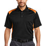CornerStone Mens Select Moisture Wicking Short Sleeve Polo Shirt w/ Pocket - Black/Shock Orange