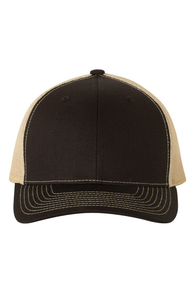 Richardson 112 Mens Snapback Trucker Hat Black/Vegas Gold Flat Front