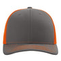 Richardson Mens Snapback Trucker Hat - Charcoal Grey/Orange - NEW