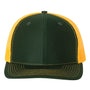 Richardson Mens Snapback Trucker Hat - Dark Green/Gold - NEW