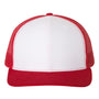 Richardson Mens Snapback Trucker Hat - White/Red - NEW